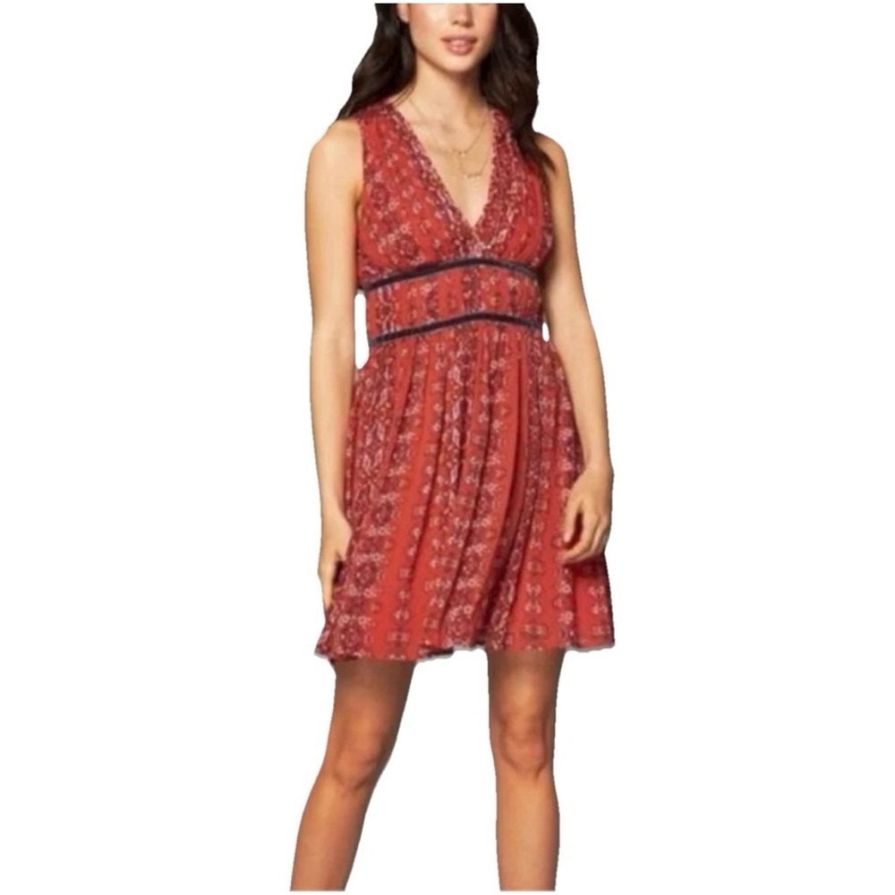 Abercrombie Red Orange Paisley Dress Size S